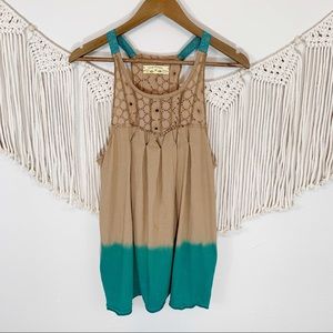 Free People Tan Ombré Eyelet Tank Top